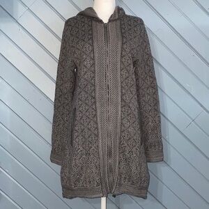 Athleta Spooner Summit Nordic Fair Isle Sweater Wool Knit Cardigan